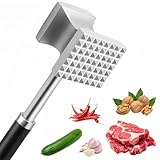 Druuzyl Fleischhammer 27 cm aus Edelstahl - Doppelseitiger Fleischklopfer mit Flacher & Zackiger Schlagfläche, Profi Küchenhammer für Schnitzel, Steaks, Koteletts, Rind, Huhn (rostfrei & hygienisch)