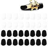 Mundstückkissen Saxophon Silikon Mundstückaufnäher 0,8 mm für Alto Tenorsaxophon Klarinette Schwarz Transparent 32 Stück