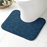 MIULEE WC Teppich Badematte Memoryschaum Badezimmerteppich rutschfeste Badteppich Wasserabsorbierend Badvorleger Schnelltrocknend Waschbar Duschvorleger für Toilette 50x40cm Blau