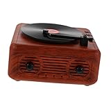 Veemoon Retro Funklautsprecher im Schallplatten-Design Kabelloser Vintage Musikplayer mit Starkem Bass Tragbarer Mini Phonograph für Wohnzimmer Schlafzimmer Büro und Stilvolle Dekoration