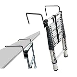 XCHSXYL Leitern Teleskopleiter, Ausziehleiter, 4,5 m/5,5 m/6,1 m/7,9 m/8,9 m hohe Teleskopleiter mit Haken und Stabilisatorstange, faltbares Teleskop aus Aluminium für Dächer und
