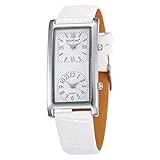 Unendlich U Fashion Damen Quarzarmbanduhr Weiß PU Lederband Armbanduhr mit Doppelt Zifferblatt Römische, Arabische Ziffern für Frauen/Mädchen