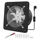 FanGoFast 250mm Abluftventilator 1680m³/h Badlüfter Leiser mit Rücklaufklappe Leistungsstarke Wandventilator mit EU-Stecker für Küche Badezimmer Garage Untergeschoss (Schwarz, Abluftventilator 250mm)