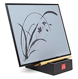 Buddha Board | Original Buddha-Brett 30x24x0,6 | Hochsaugfähige Oberfläche | Inklusive Tafel/Tafel, wasserfester Unterlage und Bambusbürste