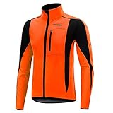 Herren Thermo Fleece Fahrradjacke Fahrrad MTB Rennrad Jacken Lang Trikot Atmungsaktiv Reflektierend Softshell Windbreaker, Orange/Abendrot im Zickzackmuster (Sunset Chevron), 3XL