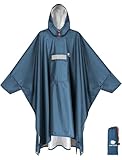 ANYOO Leichter Wasserdichter Regenponcho Regenjacken mit Ärmeln Belüftet Mehrzweck Regenmantel mit Kapuze Schutzdecke Unterschlupf Plane für im Freien Camping Wandern Angeln, Stahlblau,Einheitsgröße