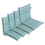 LILENO HOME Gartenstuhl Auflagen [4er Set - Niedriglehner] in Grün - Bequeme Liegen als Sitzauflagen für Gartenmöbel - Stuhlkissen für Gartenstühle und Klappstühle BAR
