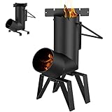 Wondjiont Tragbar Raketenofen Rakete Kanonenofen Pellets Holzofen Klein Rocket Stove für Outdoor Camping mit Dutch Oven, Grillpfannen und Gusstopf (mit Hoher und kurzer Stand)