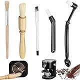 Kaffee Pinsel,5 Stück Kaffee Reinigungsbürste,Kaffee Pinsel Barista Pinsel,Kaffee Reinigungspinsel,Espressomaschinen Reinigungspinsel Holz Griff Kaffeepinsel für Kaffeemühle Werkzeug Reinigungspinsel