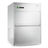 Klarstein Powericer Profi-Eiswürfelmaschine - Eiswürfelbereiter, Ice Maker, LED, geschmacksneutrale Auskleidung, sehr leise, Edelstahl, 10 kg Lagerfach, 260 W, 50 kg / 24 h, silber