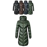 Covalliero - Damen Steppmantel | Wintermantel mit Kapuze | Reitmantel mit Reitschlitz | wasserabweisender Damen Mantel mit üppiger Wattierung | Reitbekleidung in Opal Green | Größe XS