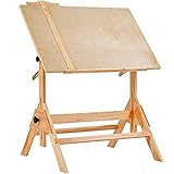 MEEDEN Zeichentisch aus Massivholz, Zeichentisch für Künstler, Schreibtisch,Studiotisch, Basteltisch mit Verstellbarer Höhe und neigbarer Tischplatte für Kunstwerke, Grafikdesign, Lesen