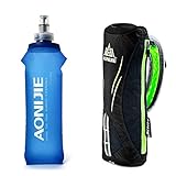 Geila Handheld Trinkflasche zum Laufen, 17 oz Handheld Trinkflasche mit Trageriemen, BPA Sport Soft Flasche (schwarz)