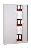Großer Querrollladenschrank komplett montiert weiß (HxBxT) 195x120x46cm Stahl Büro Aktenschrank Rollladenschrank weiß 555167