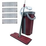Venteo Extragroßer Wischmopp mit 360° drehbarem Kopf | Eimer mit Doppelfach Reinigung & Schleudern | 4 waschbare Mikrofasertücher | XL-Griff 130 cm mit Kugelkopf mit Clips