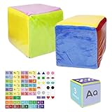 XEERUN 2PCS Schaumstoffwürfel, 10CM Würfel mit Einstecktaschen, Taschenwürfel mit 48 Karte, Würfel Groß, für Schule(Englische Version)