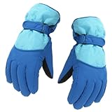 JRZDFXS Winterhandschuhe für Kinder, dick, warm, Mountain-Snowboard, Ski-Handschuhe, winddicht, wasserdicht, Vollfinger-Handschuhe für Outdoor, Cyanblau, Größe M