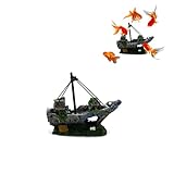 Niaciswe Schiffswrack Piratenschiff - Aquarium Deko, Versunkene Schiff Ornament, Landschaftsbau Dekoration