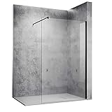 SONNI Duschwand 120 x 200 cm schwarz Walk In dusche mattschwarz style aus 10 mm Nano Glas,Duschabtrennung mit Stabilisator auf Duschtassen oder Boden montierbar