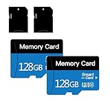 2 Pack 128 GB Micro Memory Card with Adapter, TF Card Class 10, Mini sd Card for Camera/Smartphone/Tablet/Drone (Blue 128GB*2)