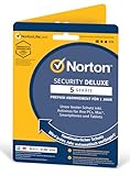 Norton Virenscanner Programm / Security Deluxe 5 Geräte / 1 Jahr - 2023 / 2024 - Product Key Card - Inklusive Antiviren Software - für Windows, Mac, Android, iOS / OHNE ABO