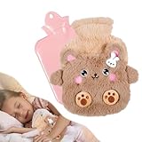 AUEJACKY Children's Hot Water Bottle,Brown Bear Hot Water Bottle, Classic, Hot Water Bottle,，Abnehmbare und Waschbare Wärmflasche Klein, Süße Wärmflasche Geschenk für Kinder und Baby(400ML)