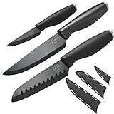 SILBERTHAL Keramikmesser Set 3 Stk - Scharfes Chefmesser 15 cm, Santokumesser 13 cm, Schälmesser 7,5 cm