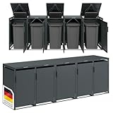 STEELSØN Mülltonnenbox 5er Thoria, Mülltonnenverkleidung aus Stahl für 5 Tonnen, Müllcontainer jeweils 240 Liter ohne Sichtstreifen in antharazit, Müllbox 332 x 80 x 116 cm (BxTxH)