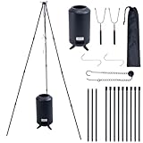 CHANGEMOORE Schwenkgrill - Dreibein Schwenker Holzkohlegrill (höhenverstellbar, einfach, robust, komplett Set) - für Camping und Garten