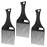 Vaguelly 3 Stück Hohler Gabelkamm Styling Wählt Haarpicks Bürste Für Lockiges Haar Pickkamm Aus Kunststoff Haarauswahl Haarkamm Pflücken Entwirrungszubehör Pp-kunststoff Black