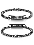 PiercingJak Paar Armband mit Augen Foto Text Gravur Herren Damen Armkette Edelstahl Panzerkette Armbänder Partnerarmbänder Liebe Schmuck Personalisierte Geschenke für Partner Pärchen Liebhaber