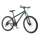 FortyFor 26' Mountainbike, Schwarz und Blau Höhenverstellbar Fahrräd 21-Gäng und Scheibenbremse MTB Fahrrad für Erwachsene Menschen, Mädchen, Jungen, Herren und Damen