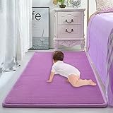 Extra großer, dicker, rutschfester Korallensamt-Teppich für Boden, Spielmatte, Küche, Schlafzimmer, Wohnzimmer, Yogamatte, Lila (80 x 200 cm)