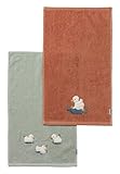 Sterntaler 2er Pack Kinderhandtücher aus uni Frottee und Applikation Ente Edda Lou,