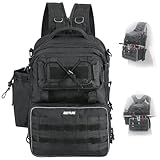 Goture Angelrucksack, Angelzubehör-Rucksack mit Rutenhalter, Tasche für Salzwasser-Angelausrüstung, Umhängetasche für den Außenbereich Schwarz