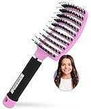 Haarbürste Haarstyling Bürste für Lange Feine Dicke Lockige Haare ohne Ziepen, Profi Entwirrungsbürste Griff, Wildschweinborsten detangler kinder entwirrburste damen herren entwirren