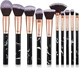 Pinselset Makeup Start Makers 10 Stück Professionelle Make Up Pinsel Set Schwarzer Marmor Kosmetik Pinselset Puder Foundation Lidschatten Concealer Eyeshadow Schmink Pinsel (A)