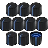 6 mm Splined Hole Short Mixer/Equipment Control Knobs Pack of 10 (Blue)