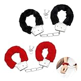 2 Paar Metall Handschellen Set, Plüsch Handfesseln, Weiche Manschetten für Bondage, Sex Handschellen Erotische für Paare, Erwachsene, Handcuffs zum Fesseln Sexspielzeug, BDSMS Toys für Anfänger