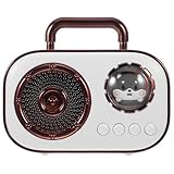 Happyyami Süßer Lautsprecher: Tragbarer kabelloser Lautsprecher mit kristallklarem Stereo-Sound, Retro- für Schlafzimmer, Büro, Küche, Geburtstagsgeschenk für Frauen, Männer, Teenager, Weiß