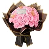 Rosa Glitzer Rosen Blumenstrauß, 30 Stück DIY Gefälschte Blumen Blumenstrauß, Immerwährend Glänzend Künstlicher Rosenstrauß für Valentinstag, Jahrestag, Verlobung, Hochzeit