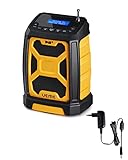 UEME Baustellenradio Robustes DAB+ FM Radio mit Bluetooth und Aux Anschluss (Gelb-Schwarz)