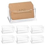 Alethron Visitenkartenhalter, 6 Stück Visitenkartenständer Acryl Business Card Holder Visitenkarten Halter Aufsteller Visitenkarte Tischständer Wand für Büro Zuhause Sammlung Veranstalter