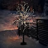 ECD Germany LED-Baum 120 cm mit 480 warmweißen LEDs, Künstlicher Weihnachtsbaum, Lichterbaum mit sternförmigen Lampen, Deko-Baum für Weihnachten, Flexibel Zweige, Weihnachtsdeko für Innen & Außen IP44