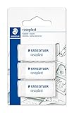 STAEDTLER 526 B3BK3D Radierer rasoplast phtalat- und latexfrei,, 19 x 13 x 43 mm, 3 Stück auf Blisterkarte, weiß