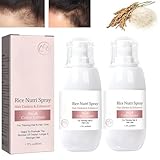 Reis Haarwachstumsserum Spray für Frauen Männer, 2 Stück Reis und Koffein Haarwuchsspray, Anti-Haarausfall Trockenes Haar Reparieren für Dünner Werdendes Und Brüchiges Haar (100ml)