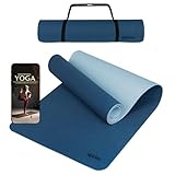 ALPIDEX Yogamatte rutschfest 190 x 61 x 0.6 cm | 190 x 90 x 0.6 cm E-Book Phthalatfreie Fitness TPE Matte Gymnastik Turnen Pilates Sport Yoga Trainingsmatte, Dark Blue/Ice Blue, 190 x 61 x 0.6 cm