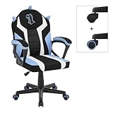 WOLTU Gaming Stuhl Kinder, Kinderschreibtischstuhl Ergonomisch mit Lehne und Armlehnen, für Kinderzimmer, mit Universalräder und Beschwerte Räder, Netzstoff, Blau