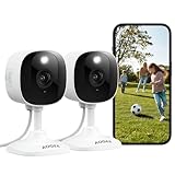 AOQEE 2K Überwachungskamera Aussen/Innen - Kamera Überwachung Aussen, WLAN Camera Indoor/Outdoor, Hundekamera, Babyphone mit App IP65 Wasserdicht, Farbnachtsicht, SD/Cloud-Speicher, Alexa, C1 2er Set
