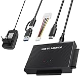 LUIRSAY SATA auf USB 3.2 Adapter für 2,5' und 3,5' SATA HDD und IDE-Festplatte, unterstützt 6TB, inklusive 12V 2A Netzteil, USB-Kabel und SATA-Kabel